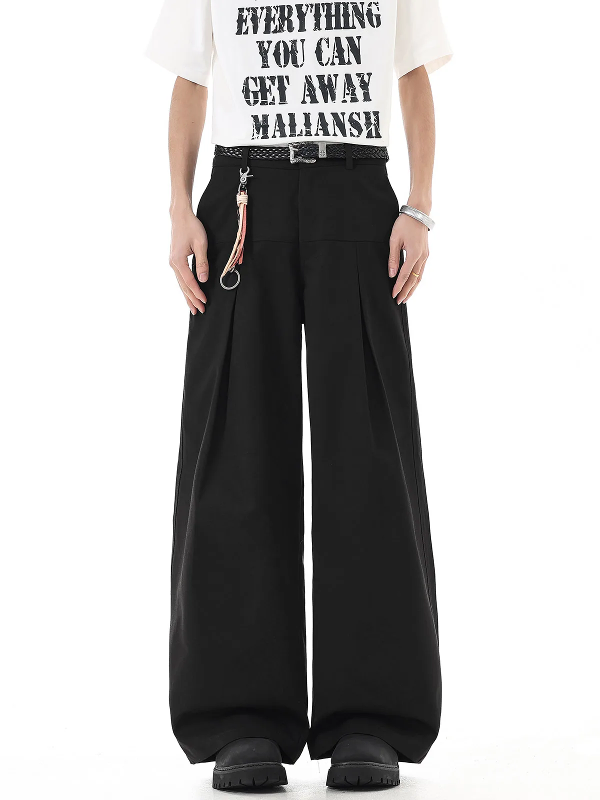 Calças Jeans Unissex de Cintura Alta com Perna Reta e Larga, Estilo Casual de Negócios, Americanas, com Caimento Fluido e Efe...