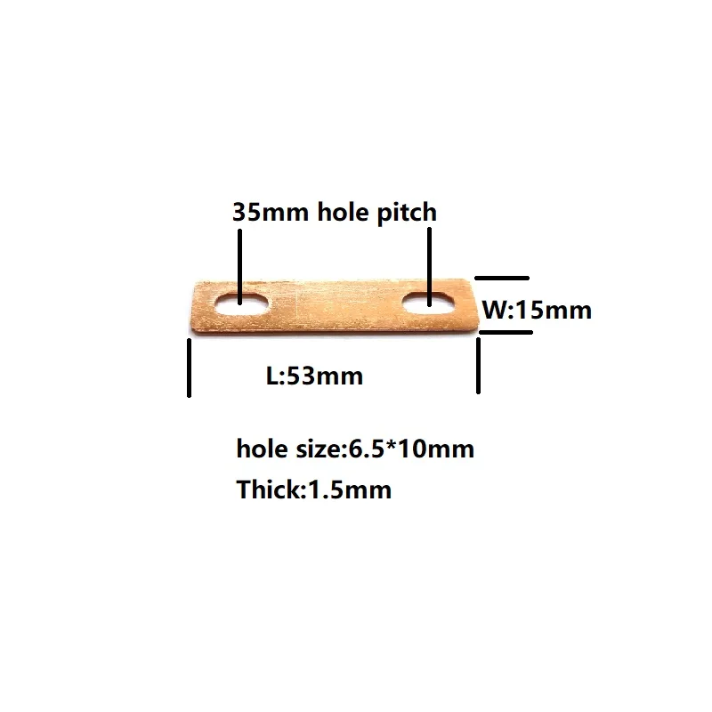 4pcs LiFePO4 Bus Bar Copper 35mm Hole Central Pitch Connector Clip Strap Contact M6 Hole Size For Lithium Battery Cells