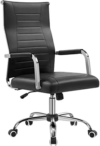 

PU Leather Managerial Chair High Back Computer Desk Chair Management Task Chair Swivel Rolling Chair with Ergonomic Backrest and