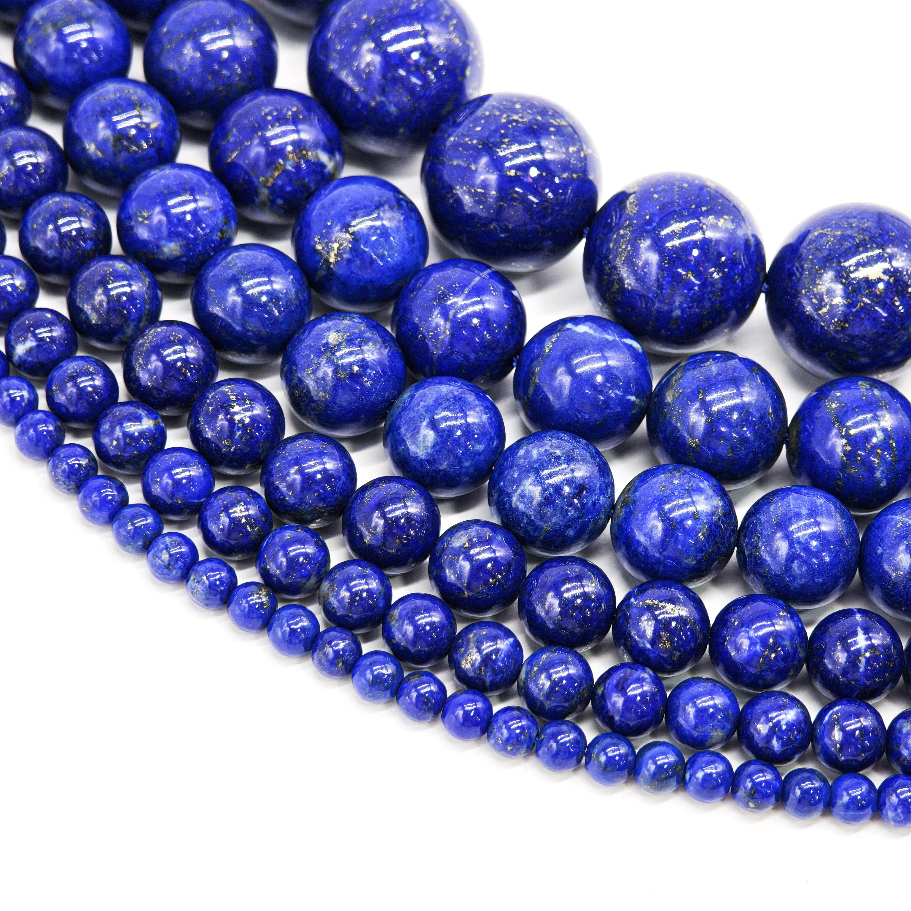 Natural Stone Beads Lapis Lazuli Round Loose Stone Beads For Jewelry Making DIY Bracelet Earrings Accessories 15'' 4/6/8/10/12mm