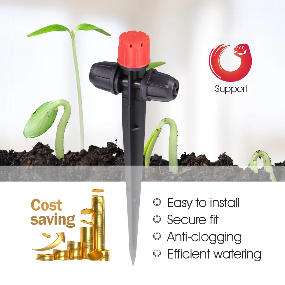 1/4 بوصة 8 فتحات مع حصة قابلة للتعديل 0-80 لتر/ساعة تدفق الرش المضادة للسقوط لنظام الري بالتنقيط الصغير للري في الهواء الطلق