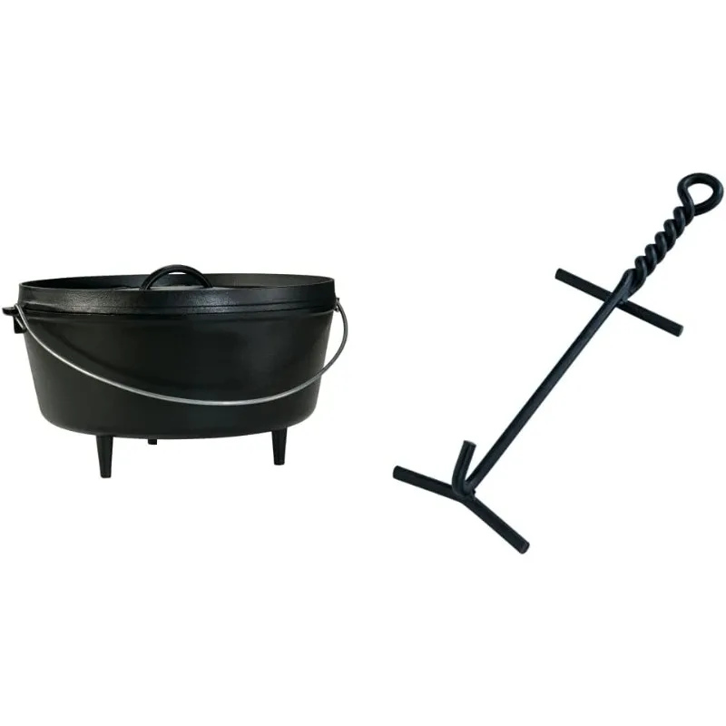 

10 Qt Deep Camp Dutch Oven + Camp Dutch Oven Lid Lifter (Black Finish)