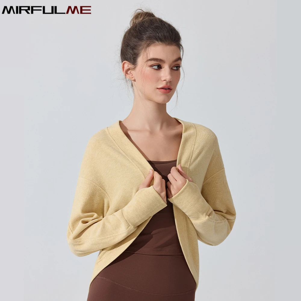 

Autumn Women Loose Yoga Jackets Snowflake Cashmere Long Sleeves Cardigan Sports Warm Shawl Jacket Gym Fitness Tops Coat Female