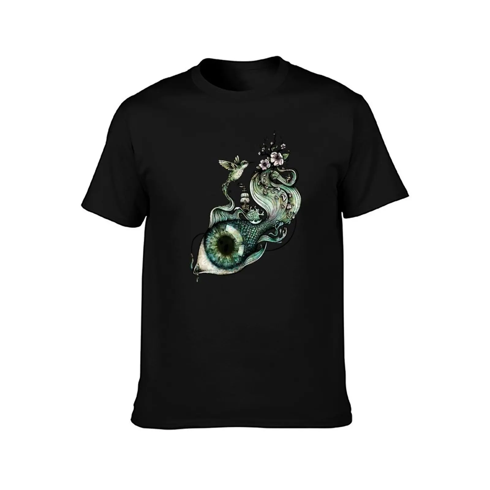 Flowing Creativity T-Shirt Summer Casual Cotton Tee Oversized Streetwear Tops Vintage Graphic Print Loose Fit Short Sleeve