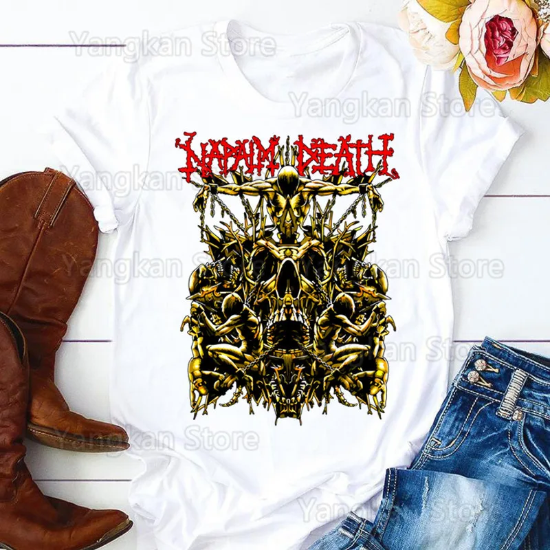 Napalm Death Print T-shirts Women Summer Graphic Tees Funny Shirts For woman tshirts Crew Neck Harajuku Tops