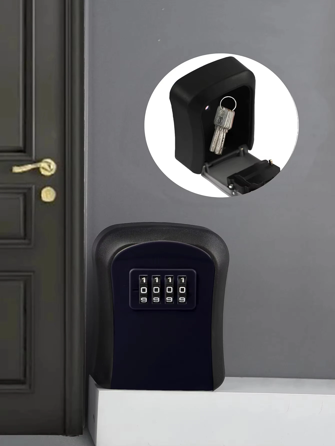 ABS Key Keeper Combination Lock Wall Mounted Waterproof 4 Digits Passwords Keys Storage Box Easy to Fix Home Or Office safe box