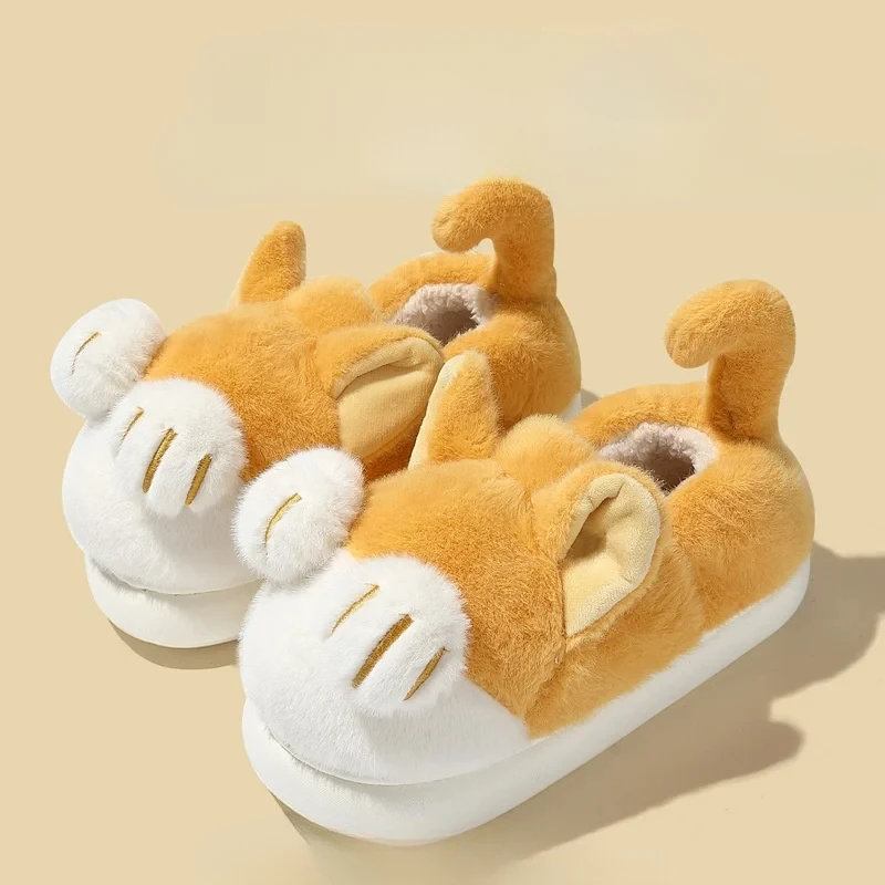 Cute kitten cotton shoes autunno e inverno pantofole piatte in cotone da uomo e da donna cartoon cat home indoor warm soft plush shoes