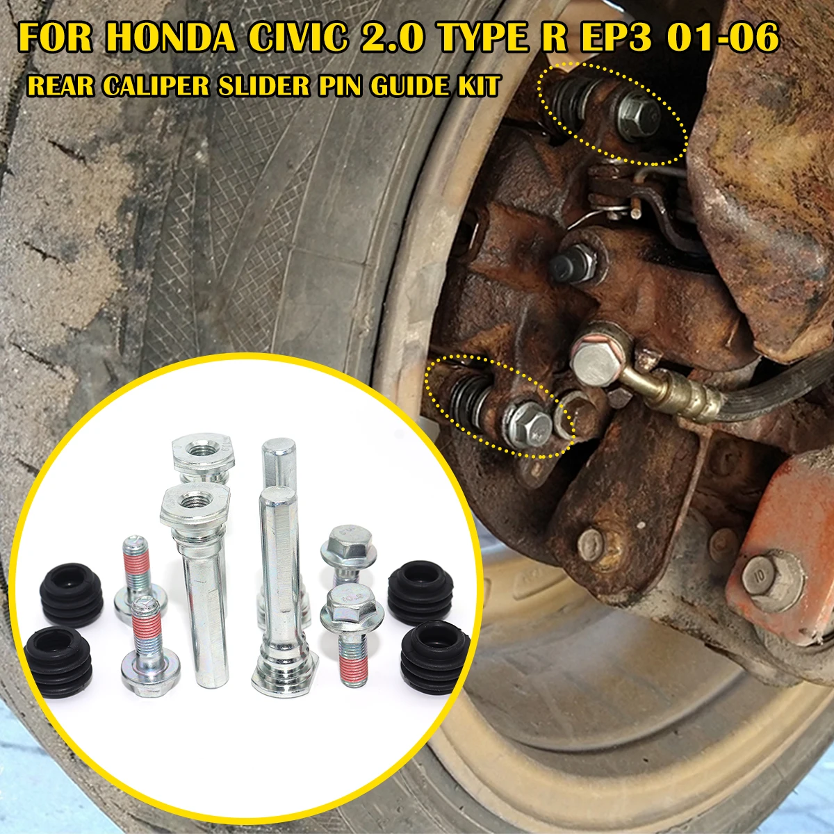 

Brake Caliper Cylinder Slider Guide Pin For Disc Housing Bolt Rubber Bushing Boot Seal Kit FOR HONDA CIVIC 2.0 TYPE R EP3 01-06