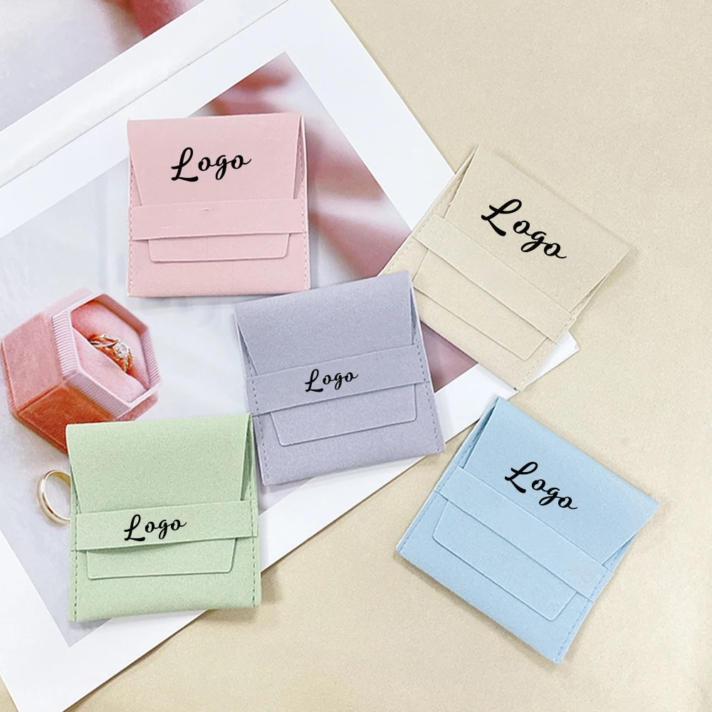 

Microfiber Velvet Small Jewelry Gift Bags with Compartment Custom Logo Organizer Pouches Wedding Favors For Guests Goodie Bag