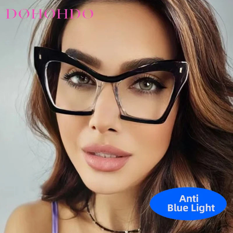 

Fashion Brand Designer Oversize Cat Eye Glasses Blue Light Blocking Glasses Women Spectacle Computer Eye Protection Glass Unisex