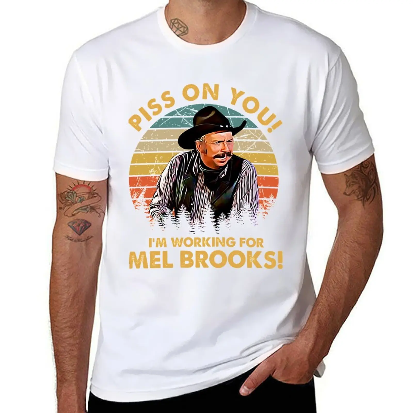 

Music Retro Vintage Im Working For Mel Brooks Blazing Saddles Gift Gifts Music Fans T-Shirt man t shirt designer T-Shirt