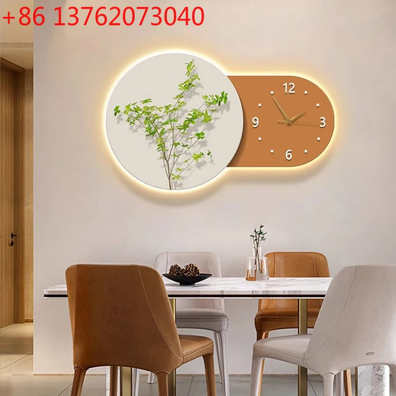 

Creative Multi Function LED Wall Clock Light and Painting Modern Silent Battery Operated Art Dining Room Living Room Background