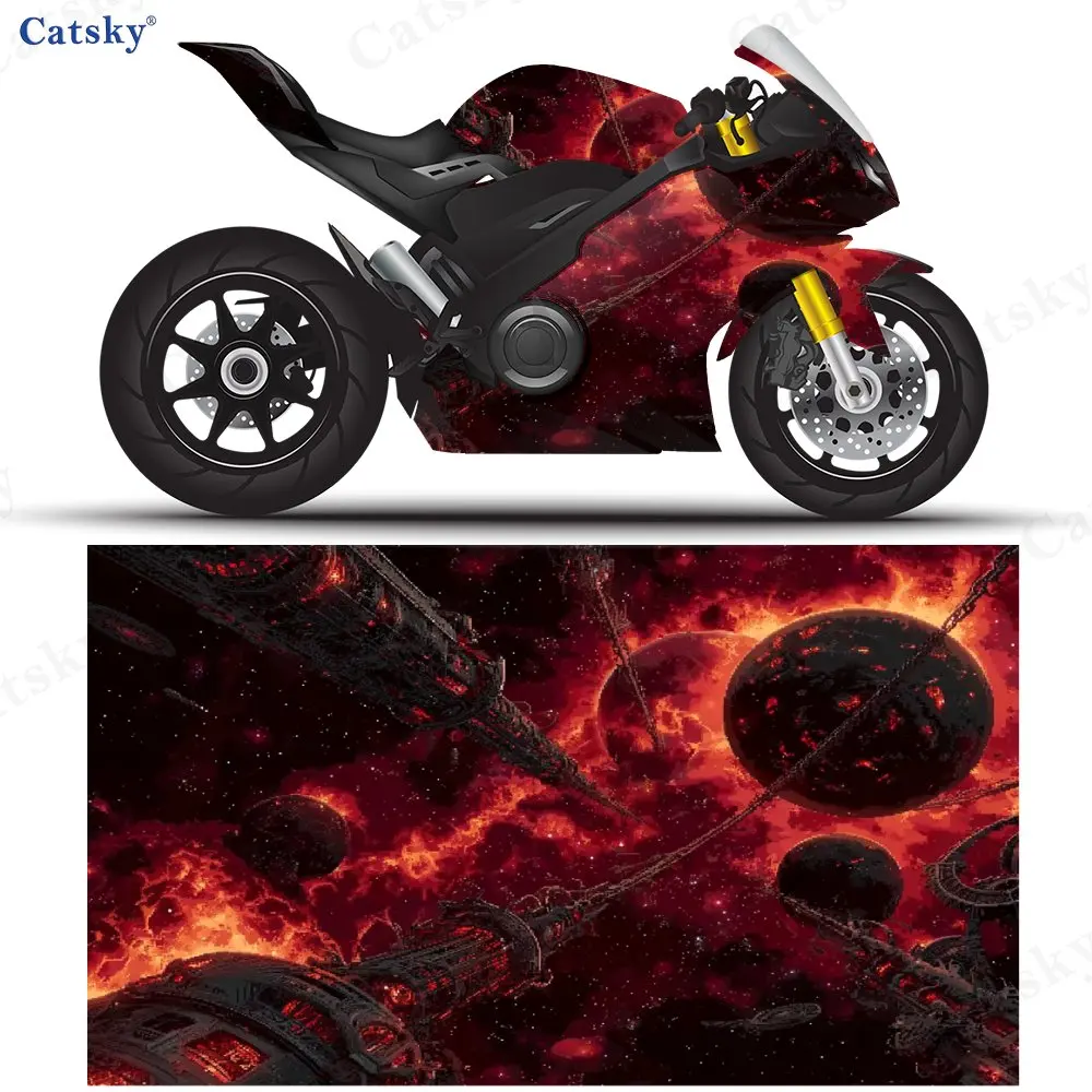 

Виниловая упаковка для космического мотоцикла - водонепроницаемая, съемная наклейка, универсальная для мотоциклов, прочный устойчивый к царапинам ПВХ, длинная