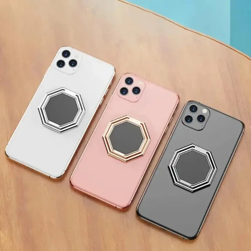 360 ° Drehbarer faltbarer Ständer für Mobiltelefone, ultradünner Telefonringständer, tragbarer Multi-Winkel-Desktop-Sechskant-Klatsch-Metallständer – Detail 11
