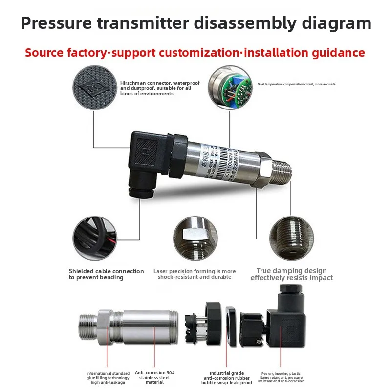 Intelligent Digital Display Pressure Transmitter Diffused Silicon Pressure Transmitter Liquid Gas Water Oil Pressure Sensor Cust