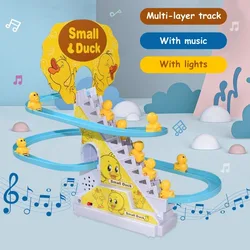 Upgraded Version Of Little Yellow Duck Climbing Stairs, Electric Track, Slide, Music, Lighting, Puzzle Assembly Toy