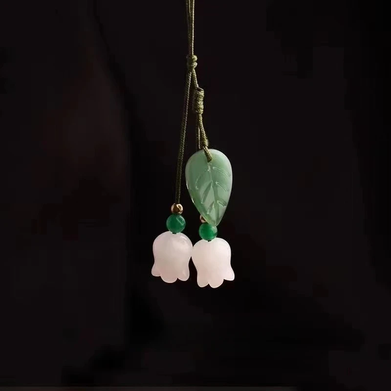 

Красивый цветочный ремешок для мобильного телефона, зеленая полиэстеровая веревка, женская подвеска для мобильного телефона «Ландыш»