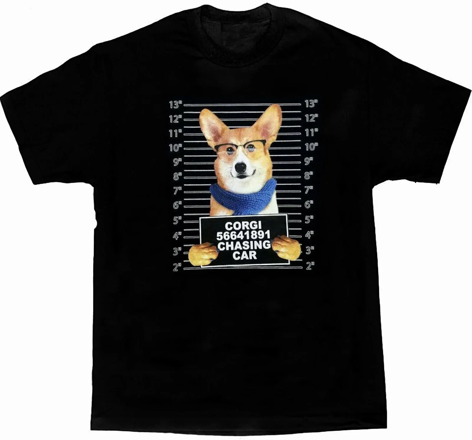 Funny Corgi Mug Shot Printed Dog Lovers Gift T-Shirt 100% Cotton O-Neck Summer Short Sleeve Casual Mens T-shirt Size S-3XL