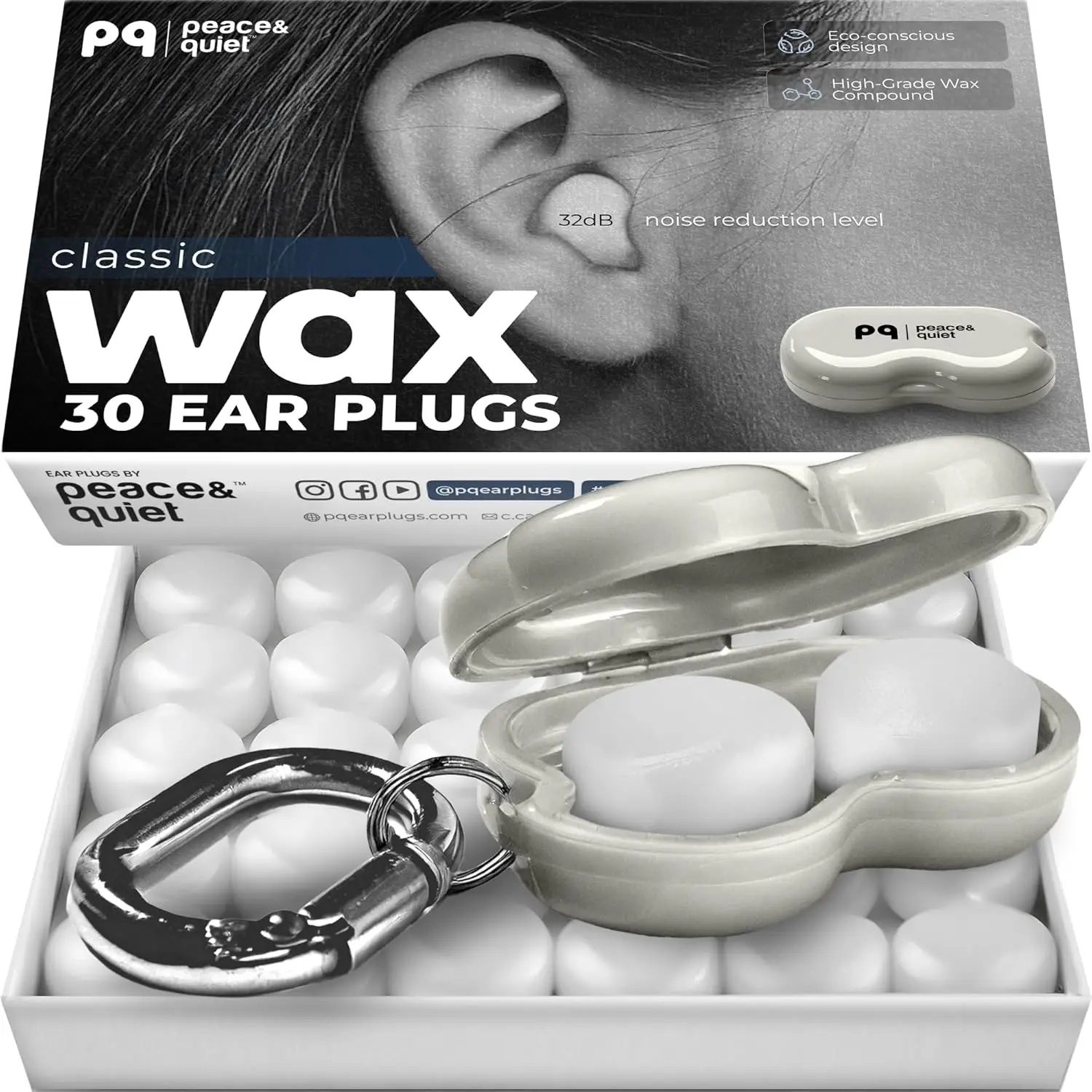 

30 Silicone Wax Ear Plugs for Sleeping & Swimming, 32dB Noise Cancelling Gel Earplugs, White