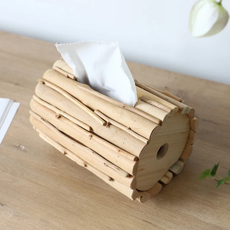 

Natural Logs Tissue Box Paper Holder Tissue Box Living Room Napkin Holder Bathroom Draw Paper Box Home Decoration Accessories