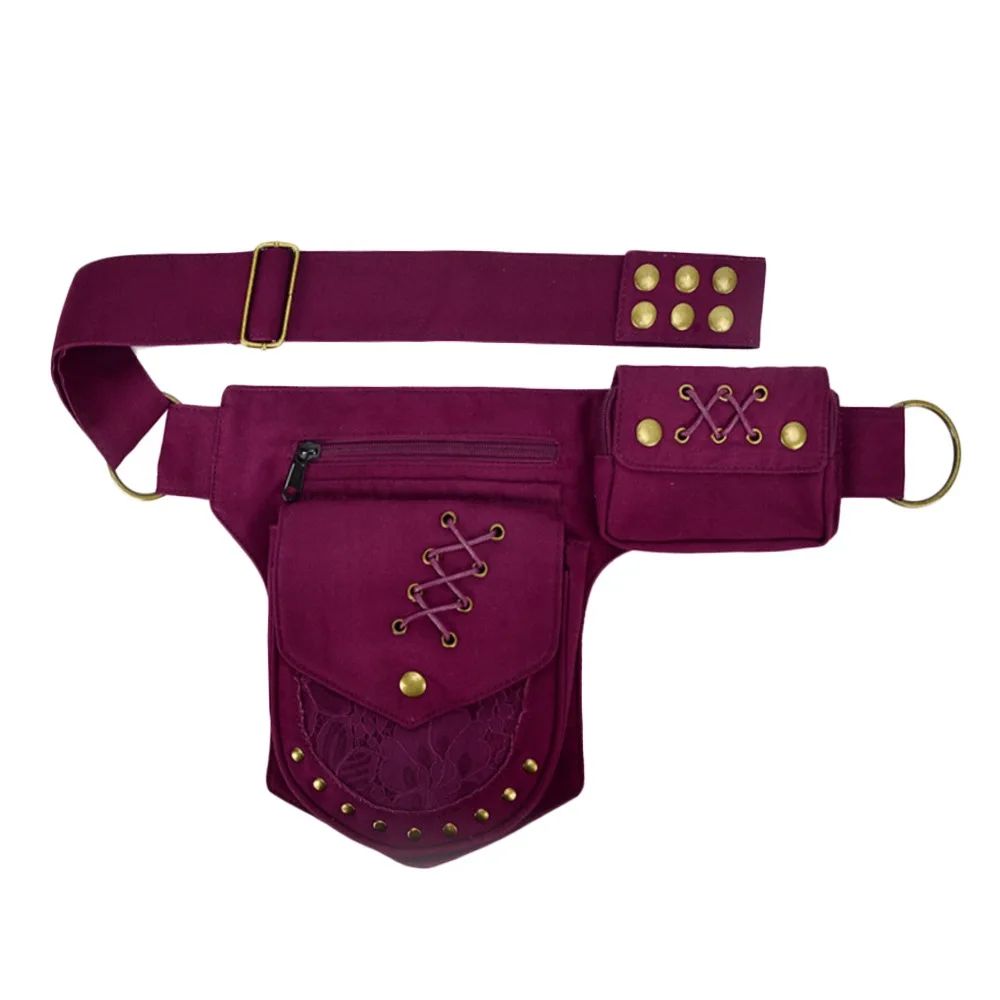 

Fashion Cotton Belt Waist Packs Adjustable Strap Vintage Phone Pouch Multi-functional Travel Waist Bag Outdoor