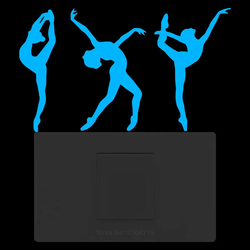Ballerina Gymnastics Glow Stickers Ballet Dancer Wall Switch Decoration Kitchen Fridge Bathroom Door Table Desk Laptop Car Decal