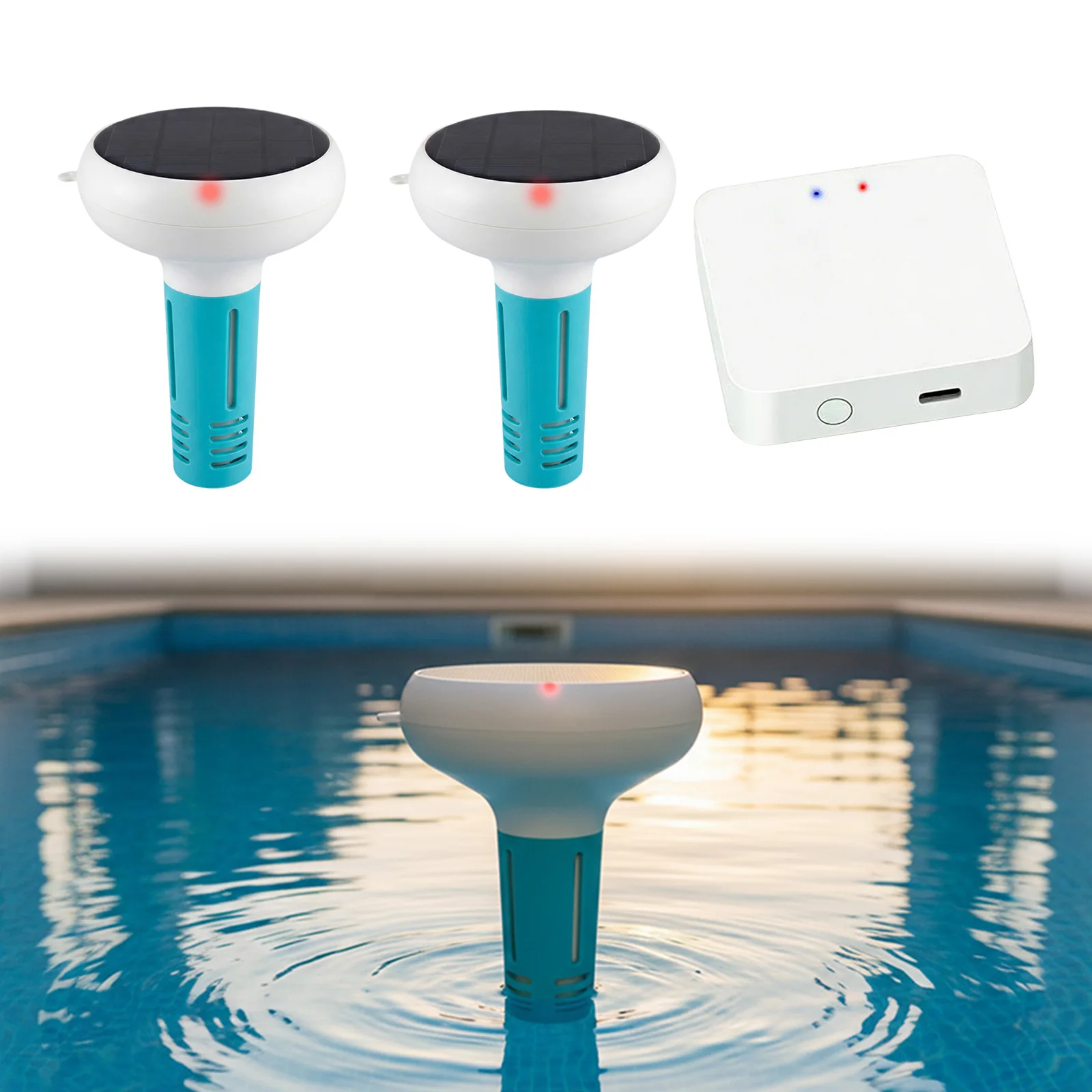 7-in-1 Smart Water Meter Floating Smart Pool Monitor WiFi PH and Salinity Temperature EC ORP for Pools Spas and Hydroponics