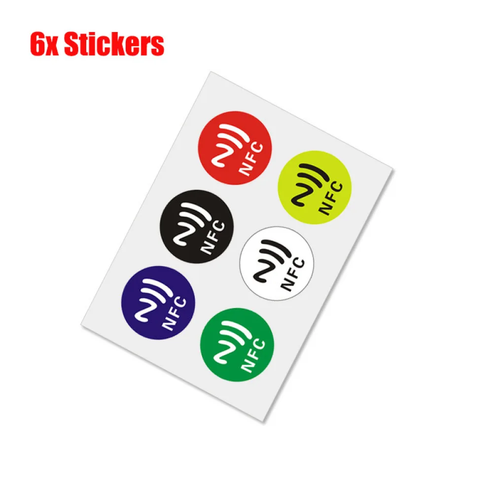 6pcs NTAG213 NFC Adhesive Stickers Waterproof PVC NFC Stickers Smart Adhesive Tags Label RFID Token Patrol Ultralight Universal