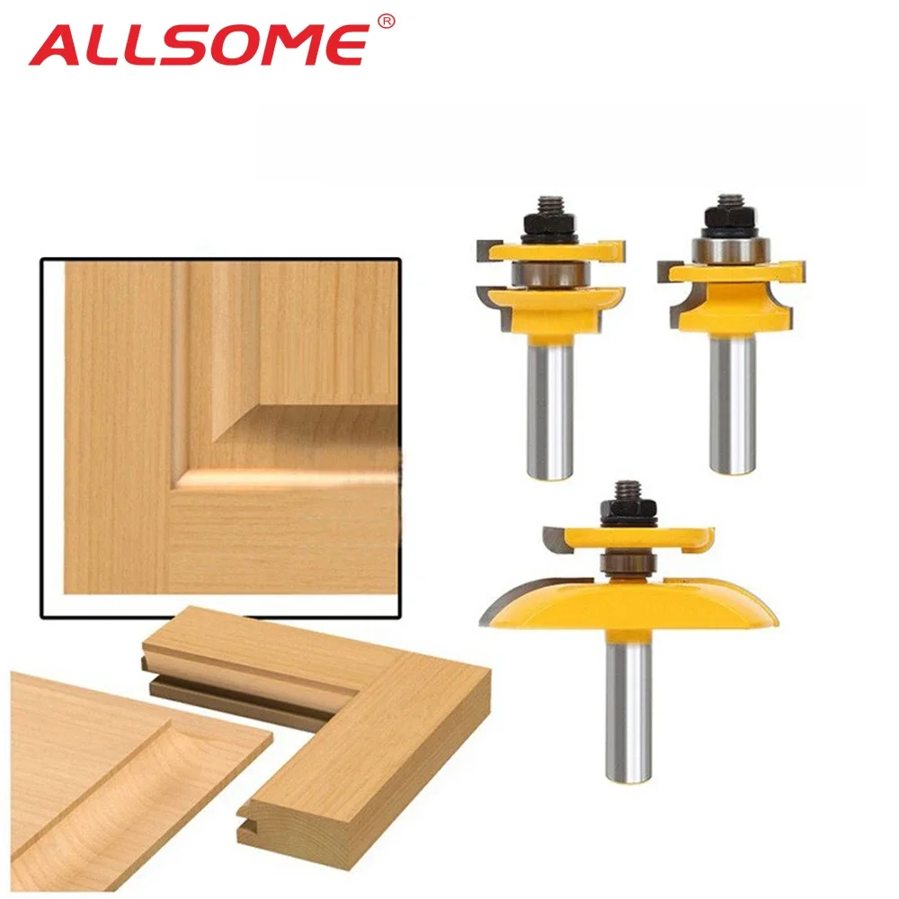 

3Pcs 1/2'' Shank Rail & Stile Ogee Blade Cutter Panel Cabinet Router Bits Set Milling cutter Power Tools Door knife Wood Cutter