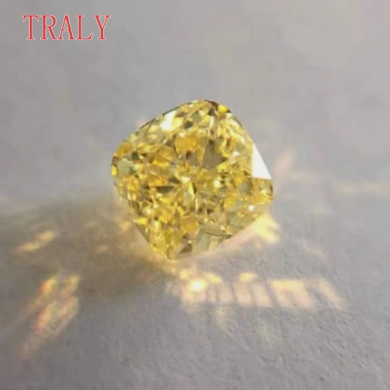 Yellow Color Moissanite Loose Stone Cushion Cut Lab Grown 1CT- 7CT Gemstone Pass the Diamond Teste with GRA Certificate Jewelry