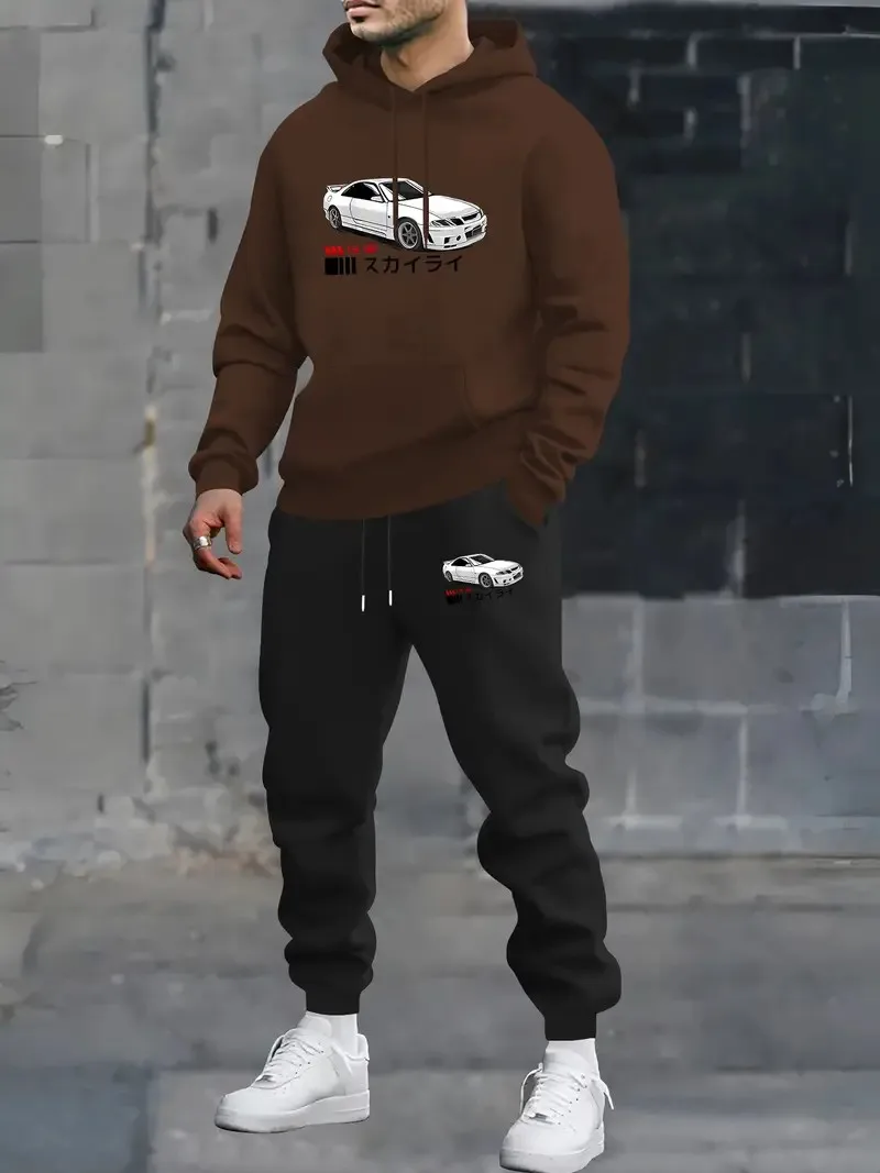 

The 2025 autumn new 3-print comfortable fashionable and casual men's outdoor sporty sweatshirt and sweatpants set