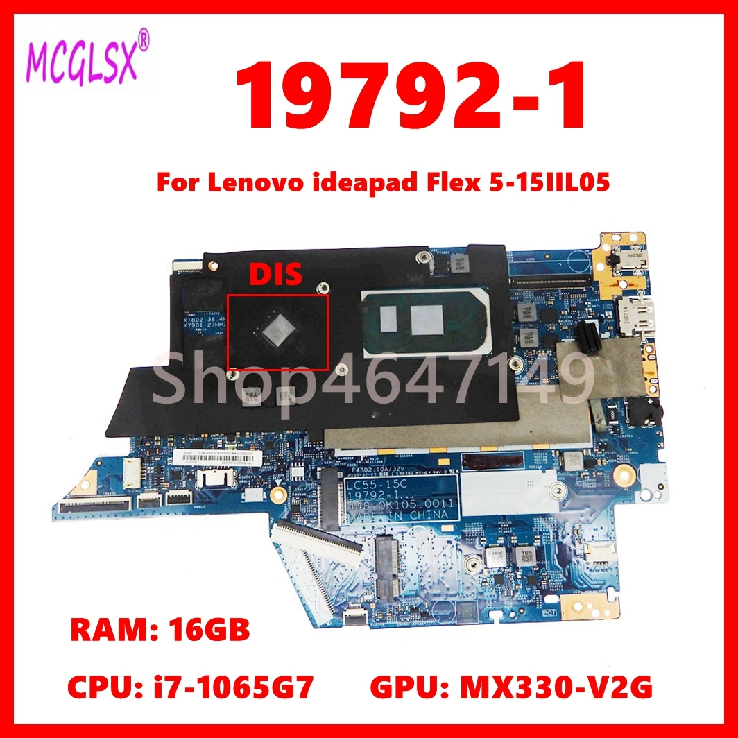 19792-1 Notebook Mainboard For Lenovo ideapad Flex 5-15IIL05 Laptop Motherboard With i7-1065G7 CPU 16GB-RAM MX330-V2G GPU DDR4