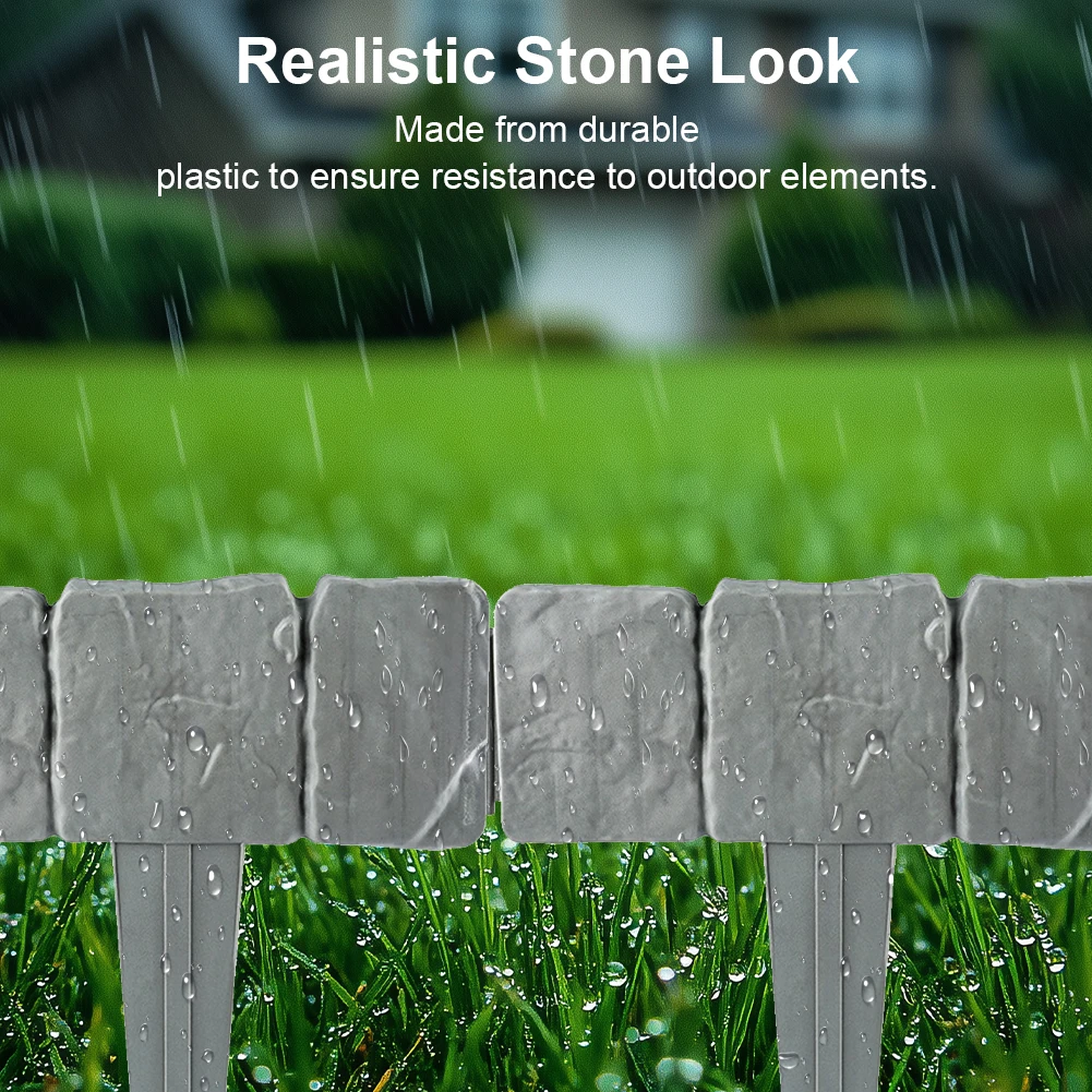 

Imitation Stone Fence Plastic Cobblestone Effect Edging for DIY Outdoor Yard Landscaping