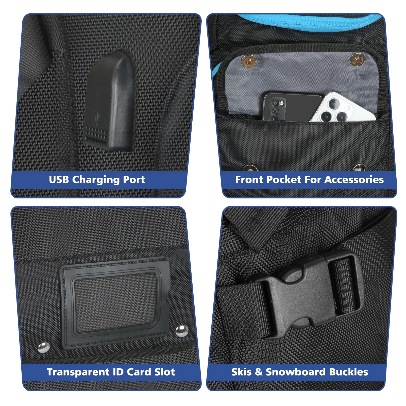 Легкий прочный водонепроницаемый лыжный рюкзак для путешествий, профессиональная сумка для скейтборда, уличное снаряжение, рюкзак 50 л с зарядкой через USB