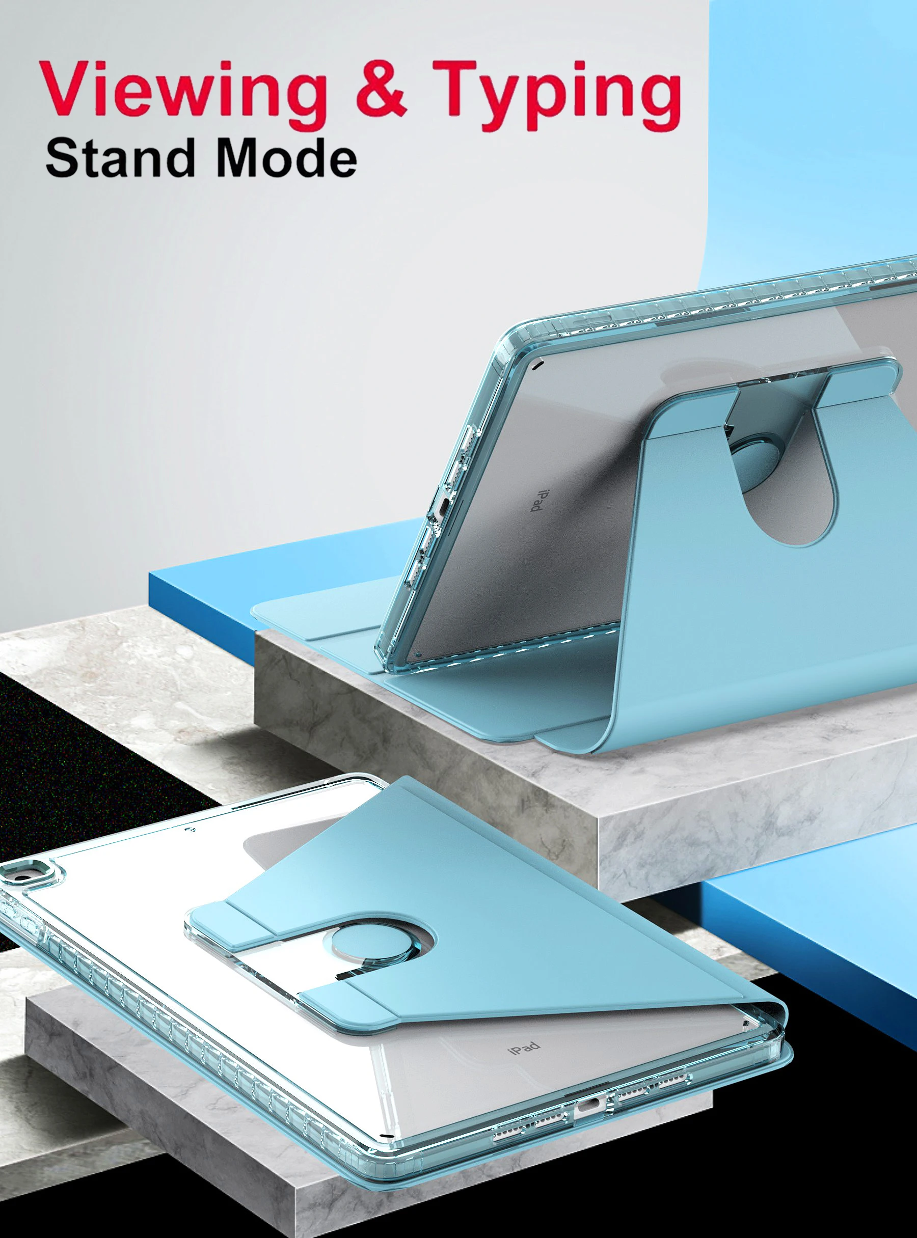 360 Rotation Clear Hard Tablet Case For iPad Air 4 5 6 7 8 9 10th Generation Pro Mini 9.7 10.9 10.2 11 Shockproof Stand Cover 3