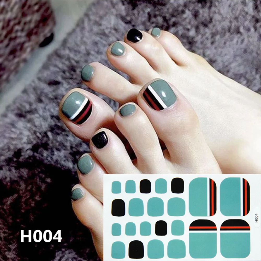 22 tips/sheet Beauty & Health Waterproof Nail Art Full Cover Nail Decorations Nail Stripe Manicure Decals Toe Nail Stickers