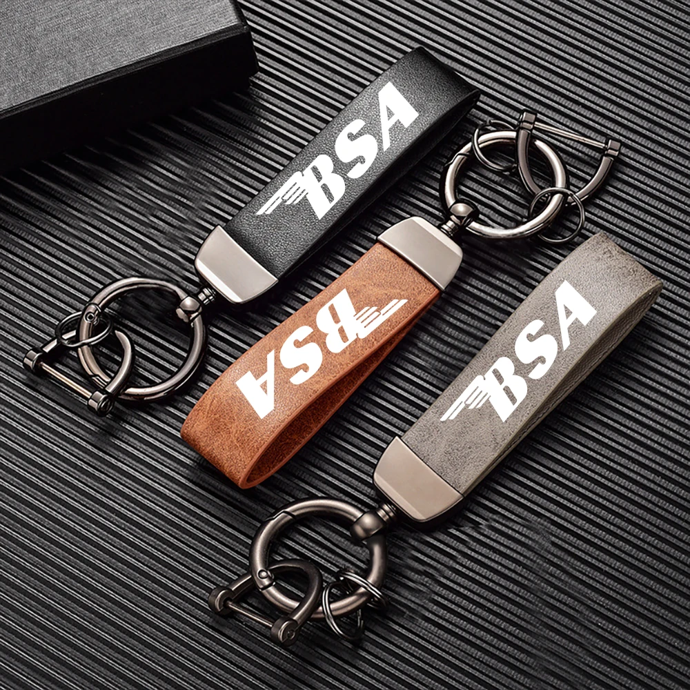 High-Grade Leather Motorcycle Keychain Holder Keyring Accessories for BSA B65 Scrambler 650 / Bantam 350 / BB / BSA24 / BSA30