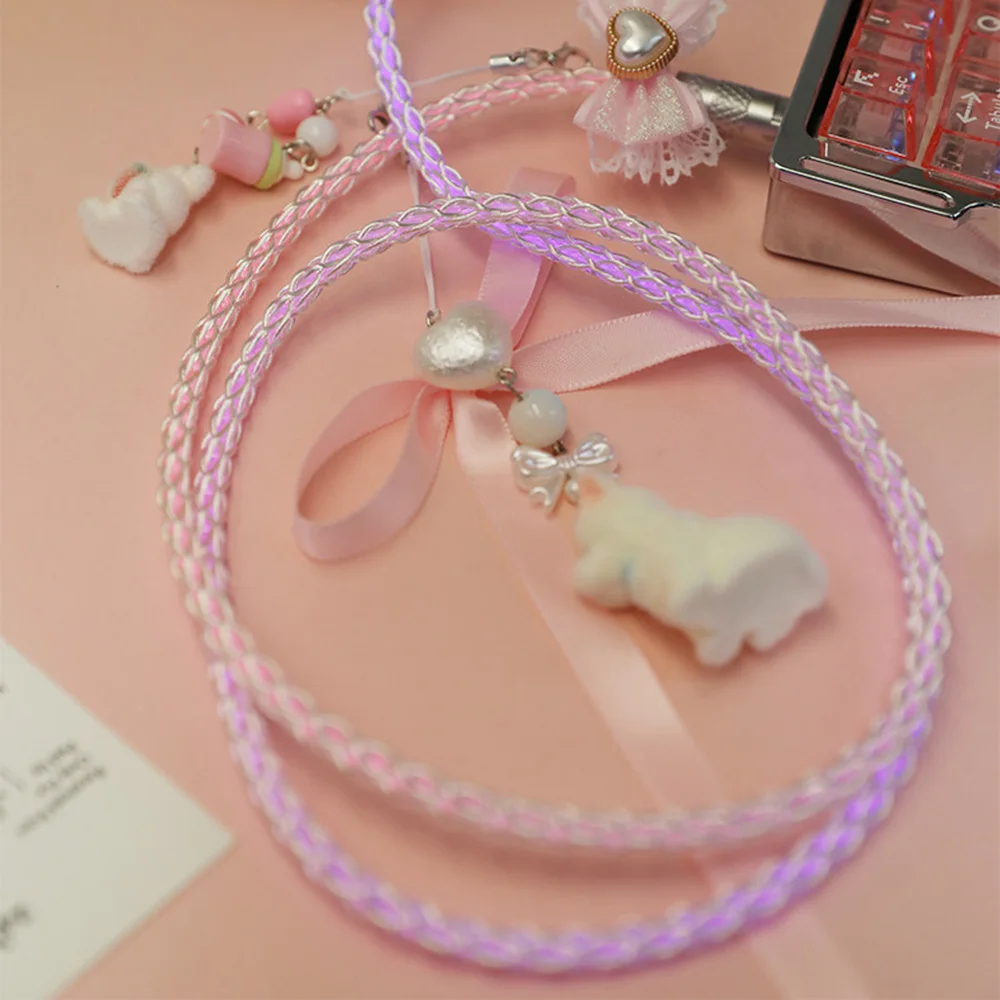 RGB Luminous Keyboard Cable Mechanical Navigation Braided Customized Data Cable Gradient DIY Braided Keyboard Decorative Cable