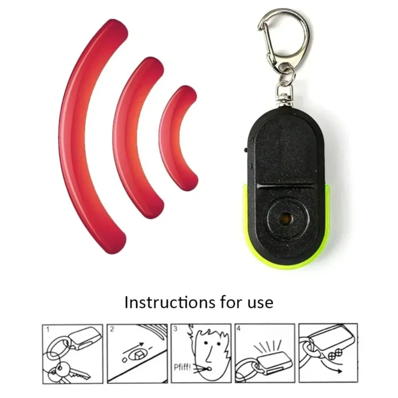 حلقة مفاتيح مدمجة مضادة للخسارة - ضوء LED + محدد موقع الصوت لحقائب الظهر وملحقات الهاتف للأطفال