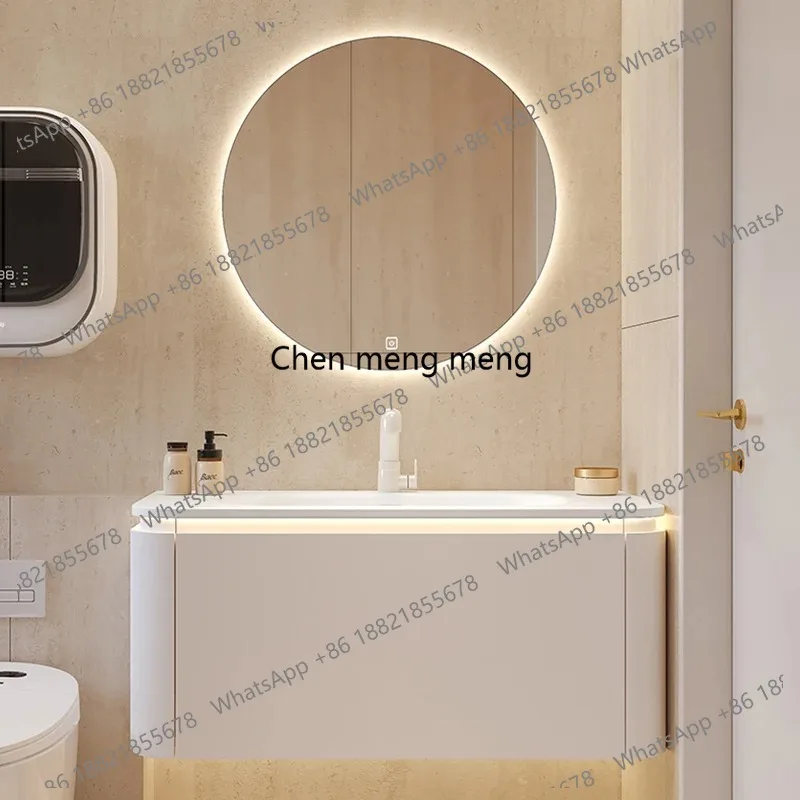 Modern Light Bathroom Cabinet Wooden Waterproof Wall Mounted Bathroom Cabinet Mirror Vanity Mobile Per Bagno Home Furniture