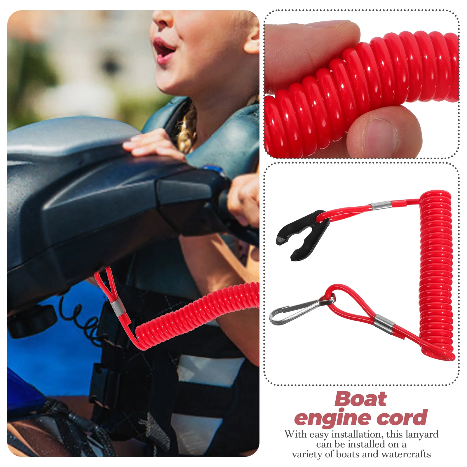 

Extinguishing Switch Rope Emergency Kill Cord Safety Lanyard for Boat Outboard Motor Multifunctional Marine Safety Cord