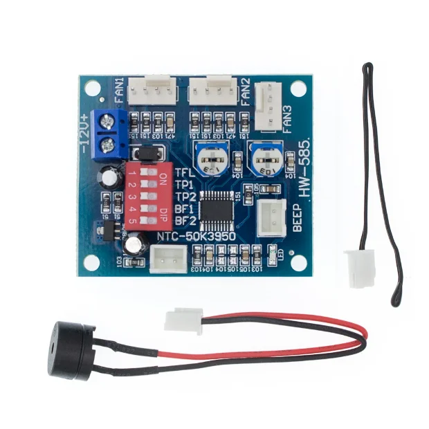 Computer cooling four 4-wire PWM fan with automatic temperature control and speed regulation 1 way temperature control and 2 way