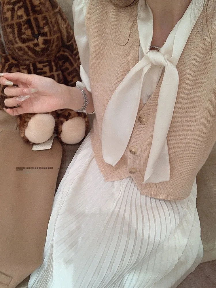 

Soft Sle Sister Baroque Silk Scarf irt Set Commute Ele Gentlewoman Polyester Long Sve V-Ne Mid-Length Coat