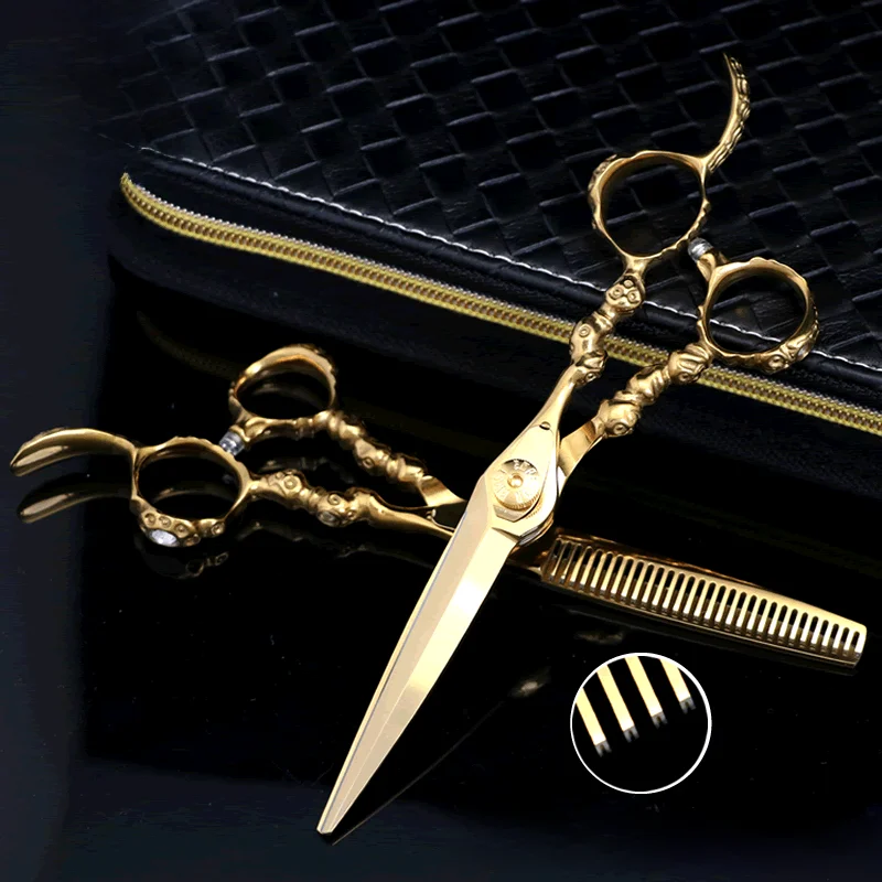 

na filme Barbería Leital tesoura neiforma orisha 미용가위 парикмахерская 6.0 440C Золотые ножницы для волос филировочные парикмахерские ножницы