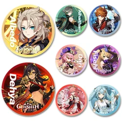 Genshin Impact Game Figure Brooch Pins Albedo Alhaitham Diona Dori Navia Cosplay Cartoon Cute Badge for Backpack Jewelry Clothes