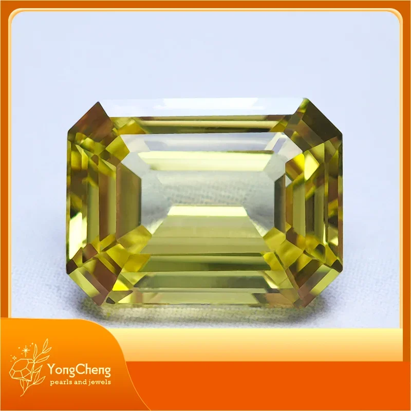 

Lab Grown Sapphire Yellow Color Emerald Cut Gemstone For Charms DIY Ring Necklace Earrings Materials Selectable AGL Certificate