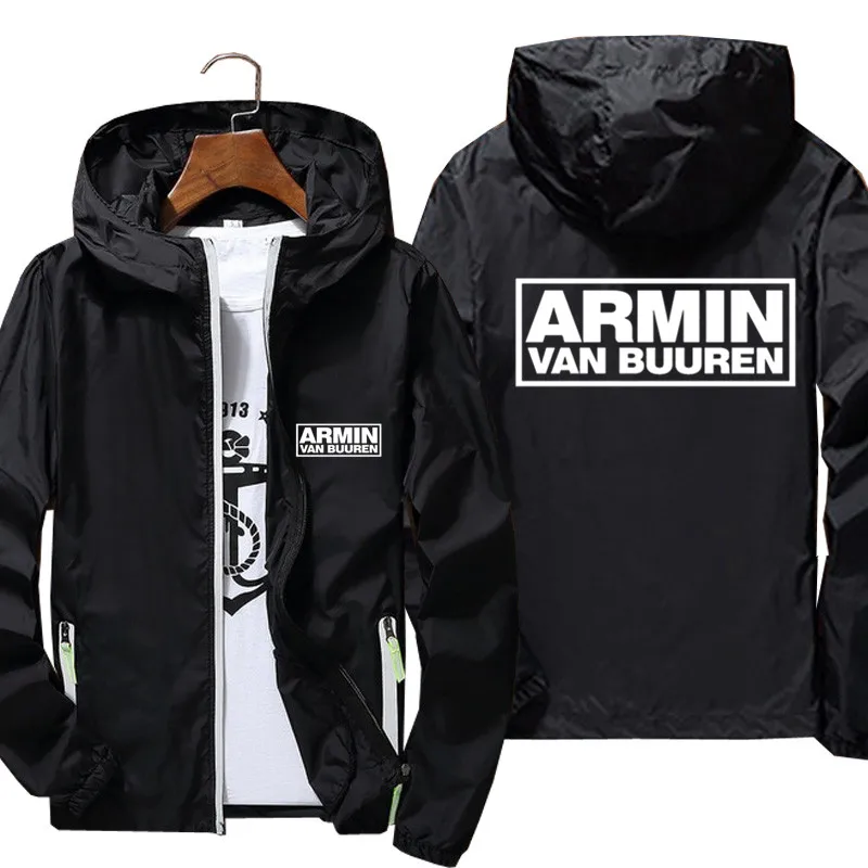 

ARMIN VAN BUUREN Men's Windbreaker Pilot Thin Reflective Jacket Coat Bomber Flight Jackets Hooded Zipper Male Oversize 7XL