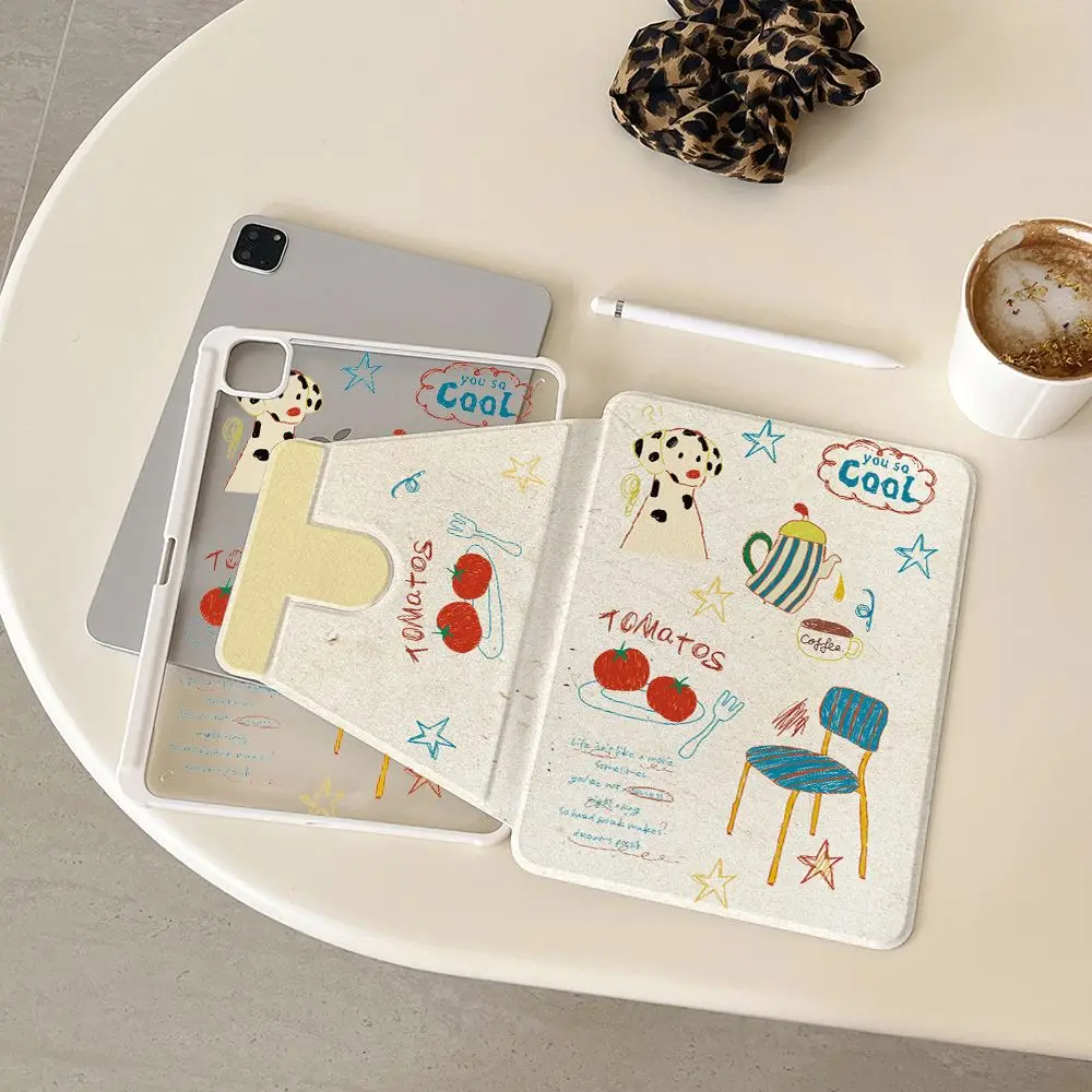 

INS Cute Polka Dot Cream Puppy Tomato For iPad Pro Air 13'' 11'' M5 M4 M3 M2 2 1 11th A16 12.9'' 10 9 8 Th Mini 7 6 5 4 Case