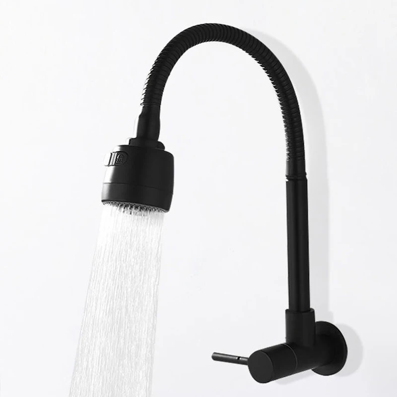 304 black universal single cooling faucet wall mounted single faucet stainless steel telescopic rotating universal faucet
