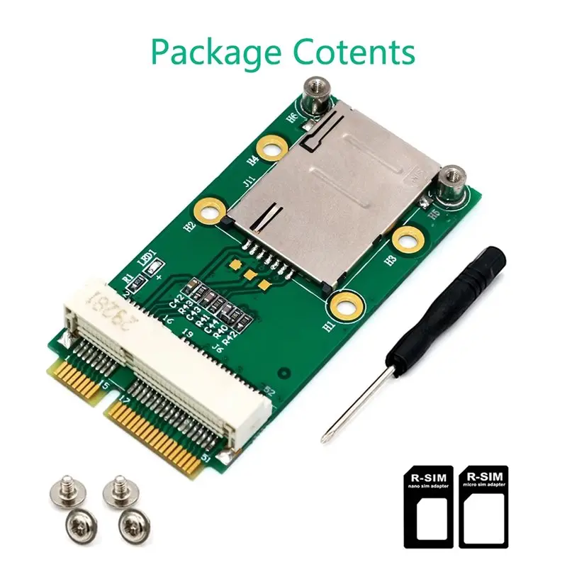 HOT!A72T Computer Mini PCI-E Adapter With SIM Card Slot For 3G/4G, For WWAN LTE, GPS Card Including Self-Elastic SIM Card Holder